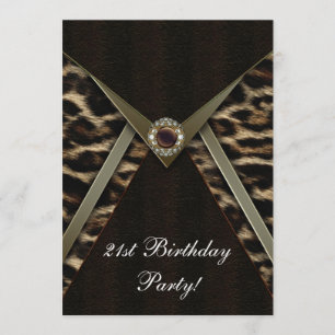 レオパード女性ズアニーナンバーバースデーパーティー 招待状