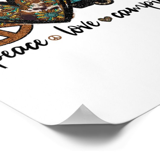 レオパード平和サインハートデザイン女性男性ティーンカ ポスター (角)