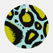 レオパード振動：カラフル野生の質感。 ガラスオーナメント (裏面)