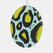 レオパード振動：カラフル野生の質感。 ガラスオーナメント (正面右)