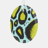 レオパード振動：カラフル野生の質感。 ガラスオーナメント (正面左)