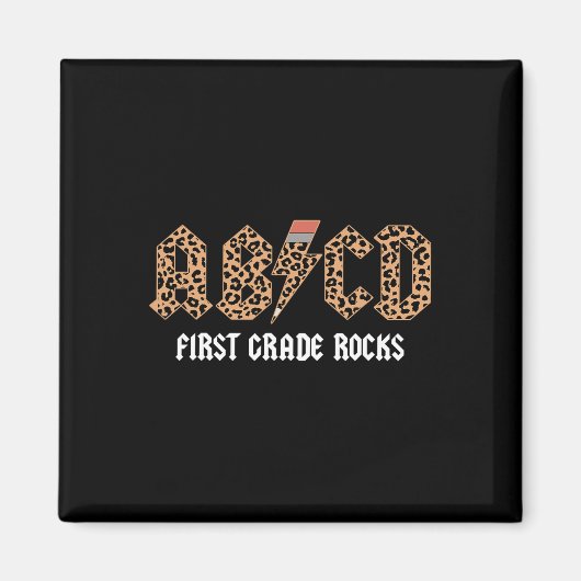 レオパード柄でロックなABCD! 小学1年生のBack To School マグネット (正面)