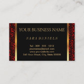 レオパード柄のメイクアップアーティスト/赤い唇 予約カード (裏面)