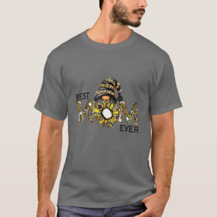 レオパード格言サンフラワーハッピーマザーズデイB-Est Tシャツ