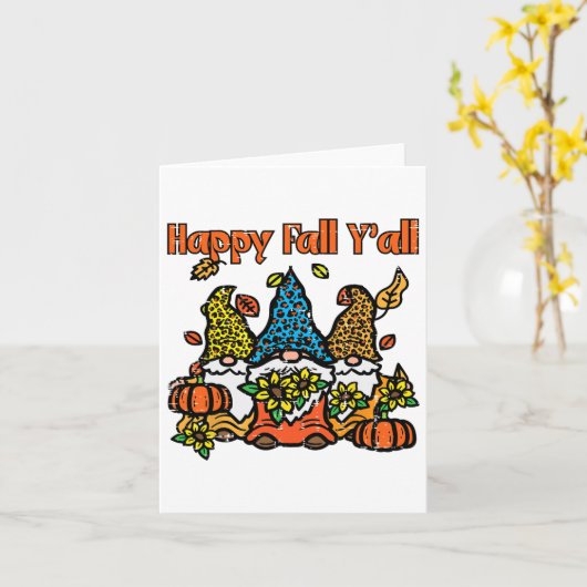 レオパード格言ハッピー秋ヤールサンクスギビング男を見る カード (黄色い花)