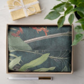 レオパード熱帯フローラn葉ティール(緑がかった色)デクページ 薄葉紙 (ギフト)