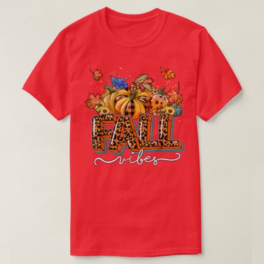 レオパード秋ビベスカンプキンシーズン紅葉Th Tシャツ (デザイン正面)