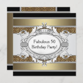 レオパード素晴らしい50女性50th誕生日パーティー 招待状 (正面/裏面)