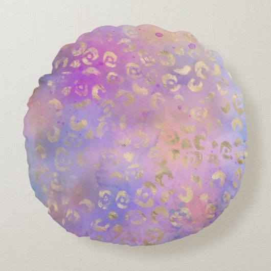 レオパード絵を描シリーズデザイン8ポーフ ラウンドクッション (正面)