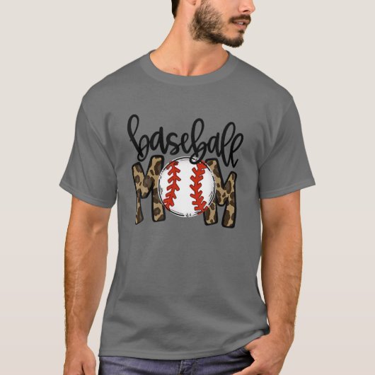 レオパード野球ママ試合日ビーブボールママMote Tシャツ (正面)