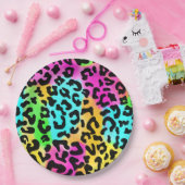 レオパード野生猫レインボーパターン,ヒョウの贈り物 ペーパープレート (パーティー)