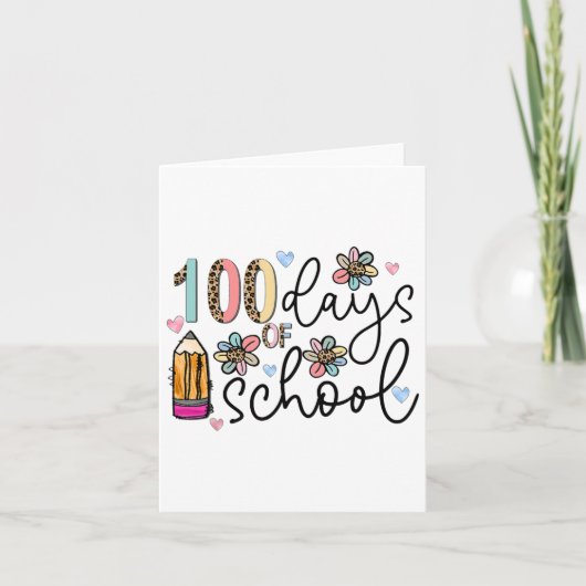 レオパード100日の学校のかわいい鉛筆先生wo カード (正面)