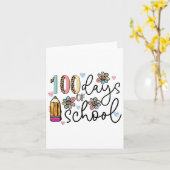 レオパード100日の学校のかわいい鉛筆先生wo カード (黄色い花)