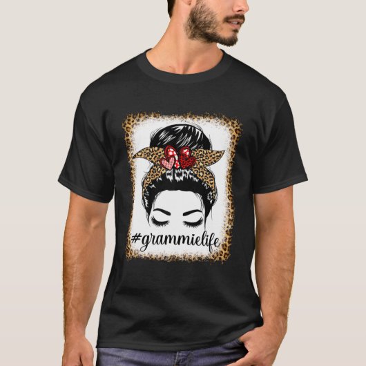レオパード・グラミー・ライフ乱雑Bun Bleaches Mother s D Tシャツ (正面)