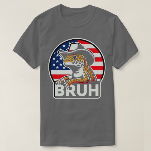 レオパード・ゲッコ・アメリカ国旗1 Tシャツ (デザイン正面)