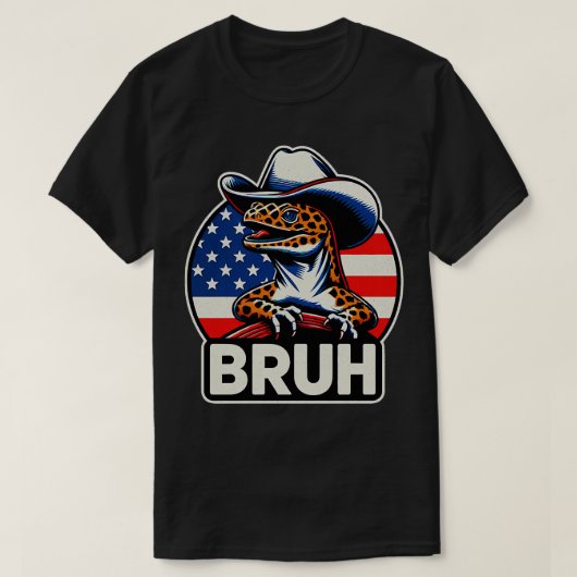 レオパード・ゲッコ・アメリカ国旗 Tシャツ (デザイン正面)