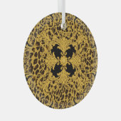 レオパード・バロック華美アニマルプリント ガラスオーナメント (正面右)