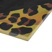 レオパード・ブラウンとイエローのモノグラム カッティングボード (角)