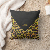 レオパード・ブラウンとイエローのモノグラム クッション (ブランケット)