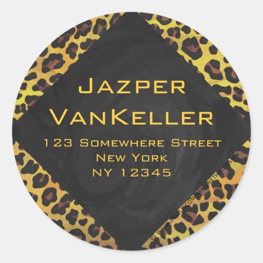 レオパード・ブラウンとイエローのモノグラム ラウンドシール (正面)