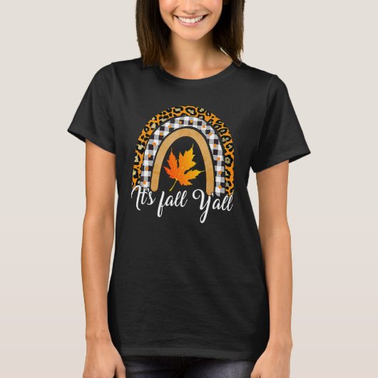 レオパード レインボー 紅葉 秋 秋の気配 Tシャツ (正面)