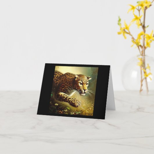 レオパード(7)野猫 カード (黄色い花)