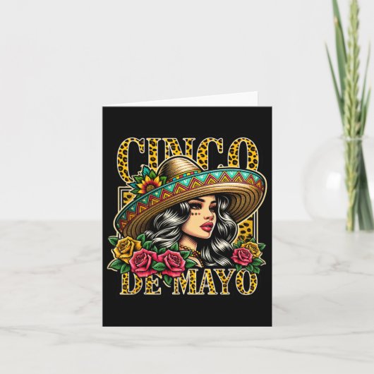 レオパードCinco De Mayo Girl Mexican Fiesta 5 De May カード (正面)