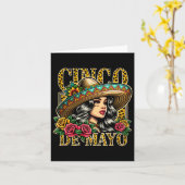 レオパードCinco De Mayo Girl Mexican Fiesta 5 De May カード (黄色い花)