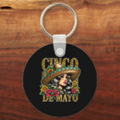 レオパードCinco De Mayo Girl Mexican Fiesta 5 De May キーホルダー (正面)