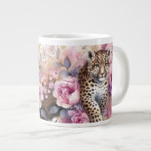 レオパードCub & Leopardバラ ジャンボコーヒーマグカップ (正面右)