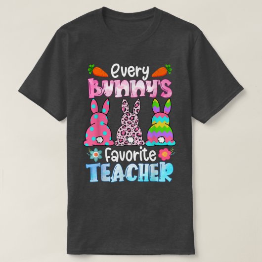 レオパードEvery Bunnysはお気に入りの先生ウサギE Tシャツ (デザイン正面)