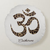 レオパードOMシンボル瞑想ヨガラウンドピロー ラウンドクッション (正面)