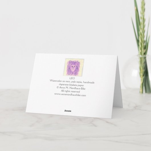 レオパープル〔占星術の〕十二宮図シンボル誕生日 カード (裏面)