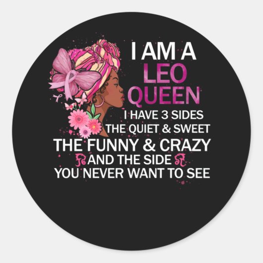 レオブラッククイーン私は3サイドエイプリルガール誕生日 ラウンドシール (正面)