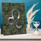 レオモダン〔占星術の〕十二宮図サインオングリーンデジタル迷彩柄 フォトプラーク (側面)