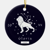 レオライオンシンボル〔占星術の〕十二宮図誕生日記号名前&年C セラミックオーナメント (正面)