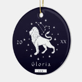 レオライオンシンボル〔占星術の〕十二宮図誕生日記号名前&年C セラミックオーナメント (左)