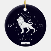 レオライオンシンボル〔占星術の〕十二宮図誕生日記号名前&年C セラミックオーナメント (裏面)