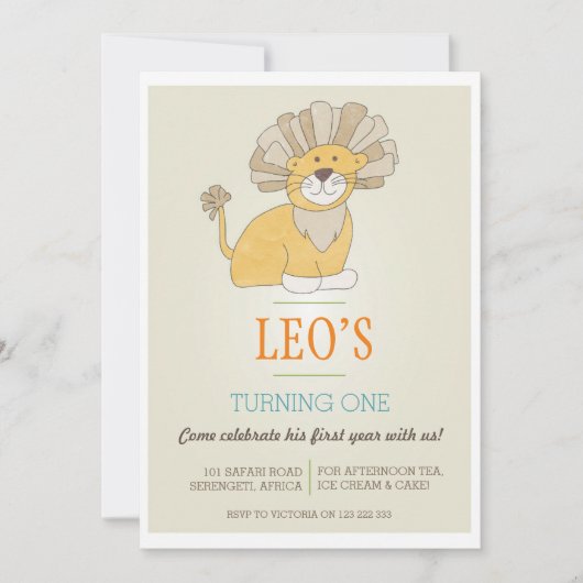 レオライオン誕生日招待状 招待状 (正面)