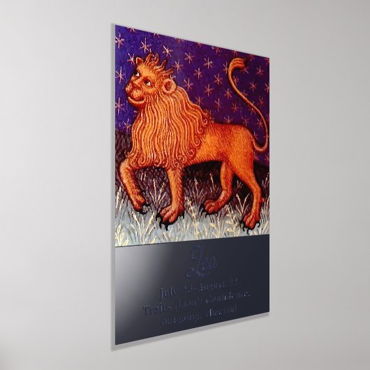 レオライオン〔占星術の〕十二宮図サイン占星術誕生日パーティー 箔ポスター (レイダウン)