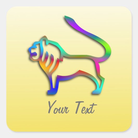 レオライオン〔占星術の〕十二宮図スターサインレインボーオンイエロースクエア スクエアシール (正面)