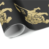 レオライオン〔占星術の〕十二宮図ブラック ラッピングペーパー (ロールコーナー)