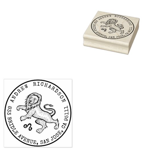 レオライオン〔占星術の〕十二宮図手描きクレスト |差出人住所 ラバースタンプ (押印)