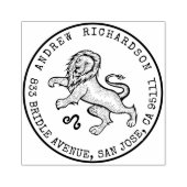 レオライオン〔占星術の〕十二宮図手描きクレスト |差出人住所 ラバースタンプ (インプリント)