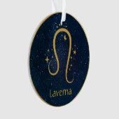 レオライオン〔占星術の〕十二宮図金ゴールドのシンボルスターズ空パーソナライズされた オーナメント (正面)