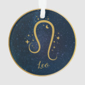 レオライオン〔占星術の〕十二宮図金ゴールドのシンボルスターズ空パーソナライズされた オーナメント (裏面)