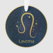 レオライオン〔占星術の〕十二宮図金ゴールドのシンボルスターズ空パーソナライズされた オーナメント (正面)