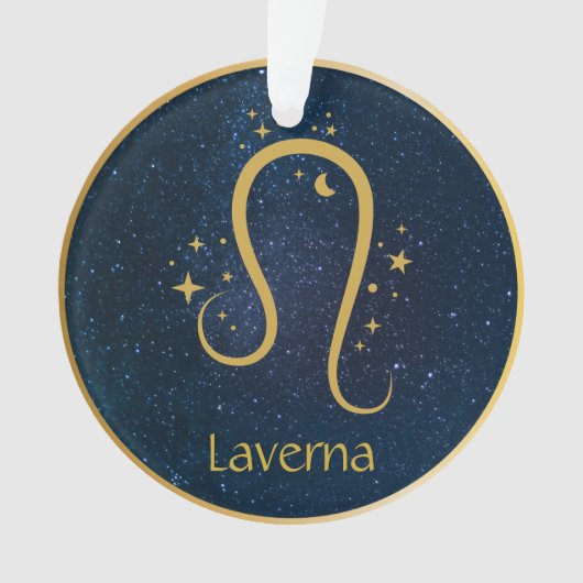 レオライオン〔占星術の〕十二宮図金ゴールドのシンボルスターズ空パーソナライズされた オーナメント (正面)