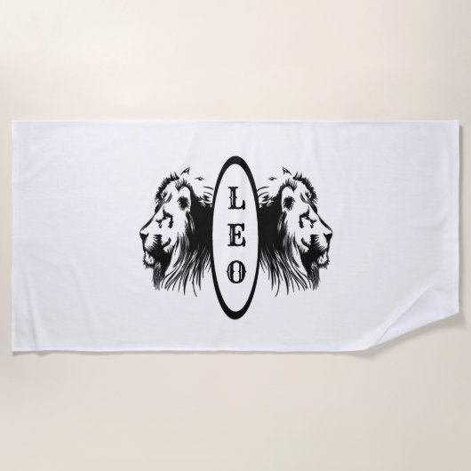 レオライオン〔占星術の〕十二宮図 ビーチタオル (正面)