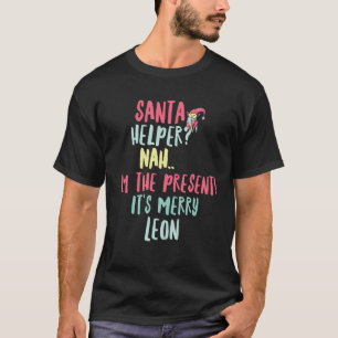 レオンおもしろい文字サンタヘルパマンボーイ Tシャツ